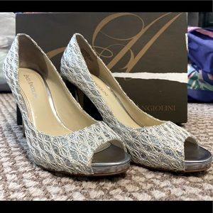 Enzo Angiolini silver and Gold Heels